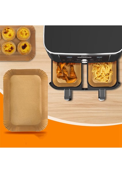 100 Adet Dikdörtgen Tek Kullanımlık Airfryer Pişirme Kağıdı Astar Yapışmaz Pişirme Mat Ninja Foodi Hava Fritöz Aksesuarları (Yurt Dışından)