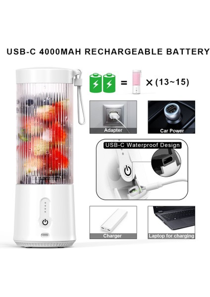 450 ml Şarj Edilebilir Mikserler Meyve Sıkacakları Mikser 6 Bıçaklı Taşınabilir Elektrikli Sıkacakları Makinesi Meyve Blender Meyve Sıkacakları-A (Yurt Dışından)