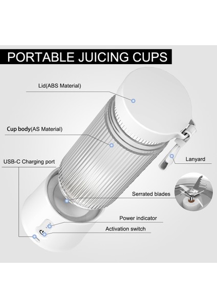 450 ml Şarj Edilebilir Mikserler Meyve Sıkacakları Mikser 6 Bıçaklı Taşınabilir Elektrikli Sıkacakları Makinesi Meyve Blender Meyve Sıkacakları-A (Yurt Dışından) modelleri