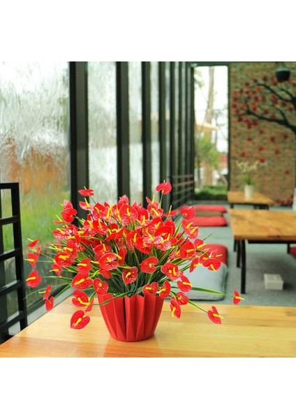 16 Demet Yapay Sahte Çiçekler Sahte Antoryum Bitkiler Plastik Çalılar Çalılar Yeşillik Kapalı Dışında Asılı Ekici (Yurt Dışından)