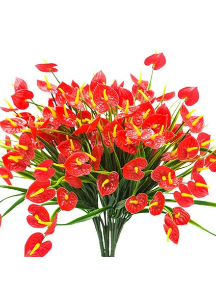 16 Demet Yapay Sahte Çiçekler Sahte Antoryum Bitkiler Plastik Çalılar Çalılar Yeşillik Kapalı Dışında Asılı Ekici (Yurt Dışından) indirimleri