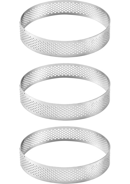 3X20 cm Yuvarlak Paslanmaz Çelik Kek Delik Kalıpları Mousse Kek Tart Yüzük Pizza Tatlı Dıy Dekor Kalıp Mutfak Pişirme Aracı (Yurt Dışından)