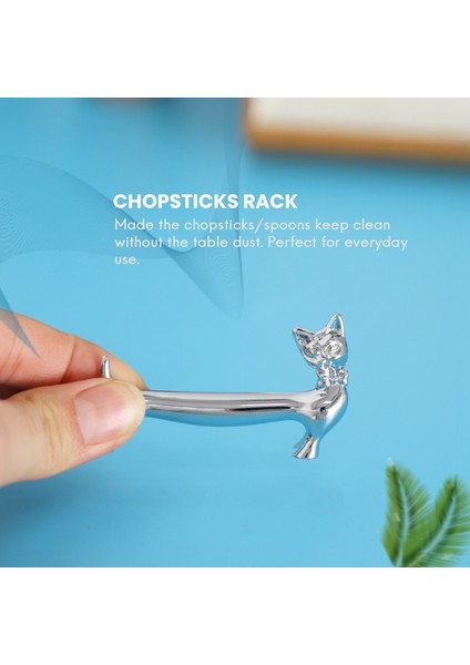 5 Adet Çinko Alaşım Çubukları Kaşık Çatal Bıçaklar Sofra Dinlenme Raf Seti, Gümüş Papyon Kedi Standı Paketi (Yurt Dışından) fırsatları