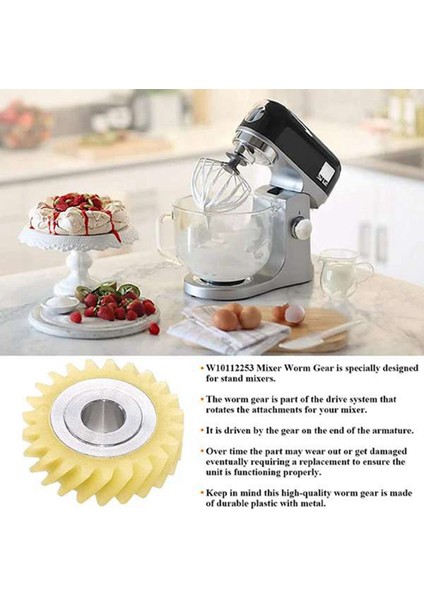 4x W10112253 9706416 Motor Fırçası W10380496 4162897 Kitchenaid Standı ve 4 Çift Motor Fırçası Için Mikser Sonsuz Tahrik Dişlisi (Yurt Dışından)