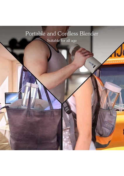 Usb-C ile Şarj Edilebilir Taşınabilir Blender, 6 Bıçaklı Taşınabilir Blender, Kablosuz ve Hafif Küçük Kişisel Blender (Yurt Dışından)