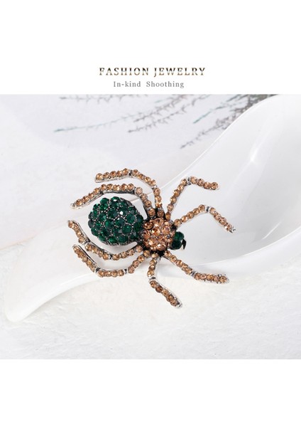 Retro Yeşil Rhinestone Örümcek Broş Narin Böcek Alaşım Broş Giyim Aksesuarları (Yurt Dışından) modelleri