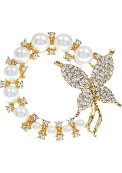 Inci ve Rhinestone Moda Daire Broş Kadınlar Için Barok Trendy Zarif Kelebek Broş Pins Parti Düğün Hediyeleri (Yurt Dışından)