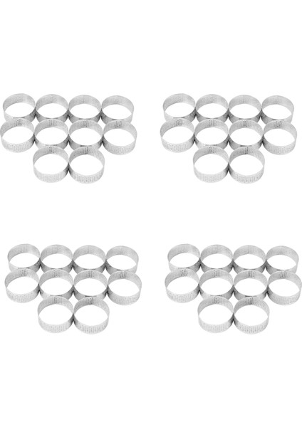40 Paket 5cm Paslanmaz Çelik Tart Halkası, Isıya Dayanıklı Delikli Kek Mus Halkası, Yuvarlak Halka Pişirme Çörek Araçları (Yurt Dışından)
