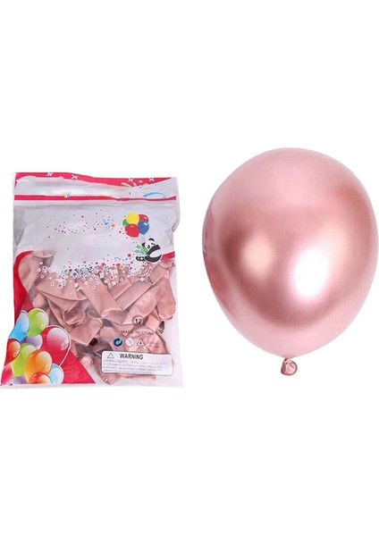 200 Adet 10 Inç Metalik Lateks Balonlar Kalın Krom Parlak Metal Inci Balon Globos Parti Dekoru Için - Gül Altın (Yurt Dışından)
