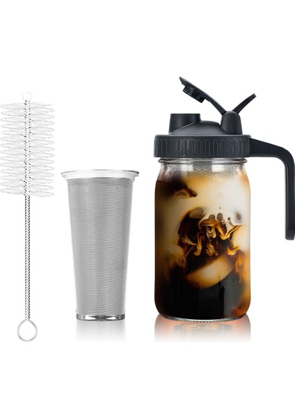 Soğuk Demleme Kahve Makinesi 32OZ Soğuk Demleme Sürahisi, Buzlu Demleme Kahve Için Paslanmaz Çelik Süper Yoğun Filtre Ile, Buzlu Çay-A (Yurt Dışından) fırsatları