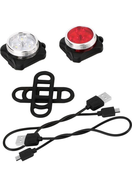 Açık Bisiklet Ön Işık LED Silikon Yeni Sürme USB Şarj Aksesuarları Cob Uyarı Kuyruk Işık Seti Beyaz (Yurt Dışından) fiyatları