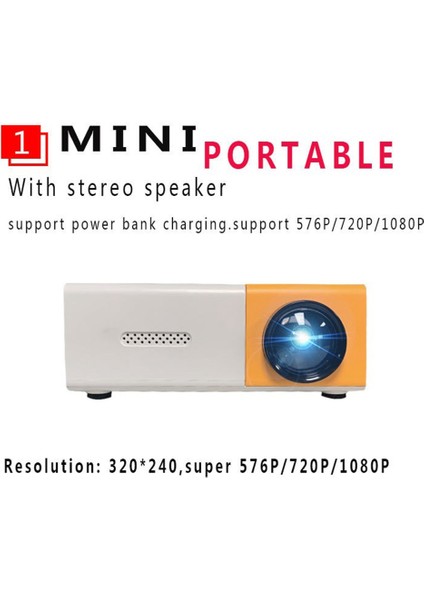 Okul Sezonu Çok Fonksiyonlu Sınıf Mini Projektör LED Mini Kablosuz 1080P Hd Projektör, Abd Fişli, Siyah-Beyaz (Yurt Dışından)