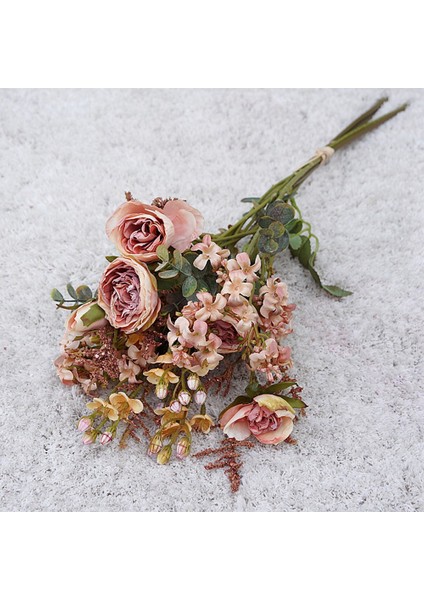 Lüks Retro Yaban Gülleri Çim Kurutulmuş Görünümlü Özel Çiçek Buketi Düğün Fotoğrafçılığı Sahne Flores Artificiales B (Yurt Dışından)