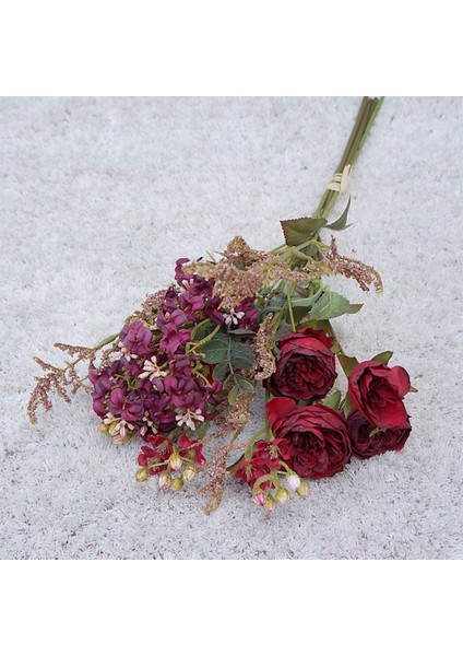 Lüks Retro Yaban Gülleri Çim Kurutulmuş Görünümlü Özel Çiçek Buketi Düğün Fotoğrafçılığı Sahne Flores Artificiales B (Yurt Dışından)