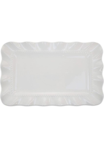 Pordelen Dalgalı Kenar Sunum Tabak 1 Adet 30.5X19 cm YG22-044-12