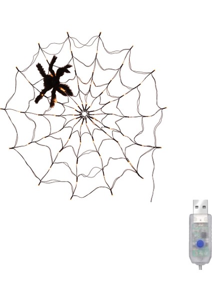 Cadılar Bayramı Süslemeleri LED Işıklar Örümcek Web Dekorasyonu Duvar Örgü Işıkları Uzaktan Kumanda Cadılar Bayramı Atmosfer Işıkları A (Yurt Dışından)