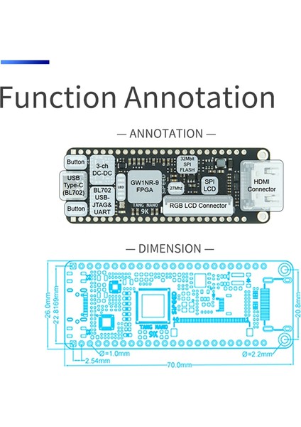 Tang Nano 9 K Fpga Geliştirme Kurulu Için Gowın GW1NR-9 Rısc-V Hd C Tipi Kablo ile (Yurt Dışından)