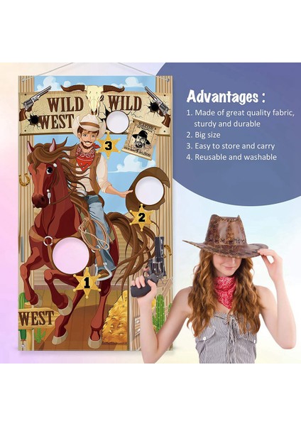 1 Fasulye Torbası ile Batı Partisi Atma Oyunları, Çocuklar ve Yetişkinler Için Eğlenceli Batı Oyunu Süslemeleri ve Malzemeleri (Yurt Dışından) fiyatları