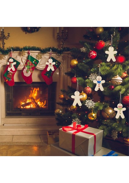 50 Adet Bitmemiş Ahşap Zencefilli Kurabiye Adam Süsler Kesikler Boş Ahşap Zencefilli Kurabiye Adam Asılı Dekorlar Sicim ile (Yurt Dışından) indirimleri