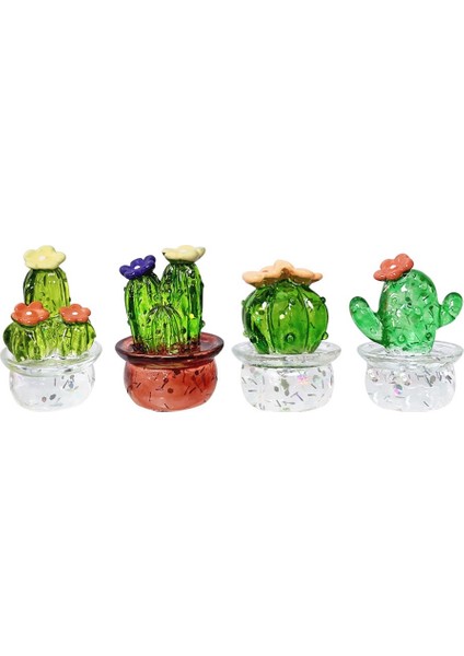 Kaktüs Figürleri Cam Minyatür Kaktüs Simülasyon Bitkiler Figürler Süsler Masaüstü Zanaat Ev Dekor (Yurt Dışından)