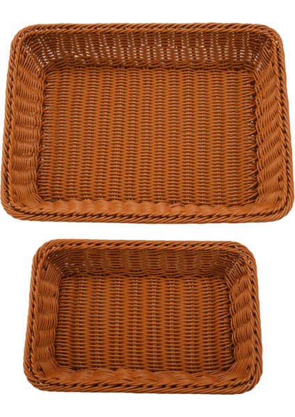 Ekmek Sepeti 2 Adet Taklit Rattan Dokuma Depolama Sepeti Meyve Gıda Sebze Hasır Ekmek Sepeti (Boyut: 1 + 1 Küçük) (Yurt Dışından) fiyatları