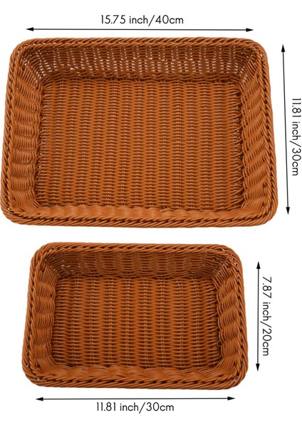 Ekmek Sepeti 2 Adet Taklit Rattan Dokuma Depolama Sepeti Meyve Gıda Sebze Hasır Ekmek Sepeti (Boyut: 1 + 1 Küçük) (Yurt Dışından) fırsatları