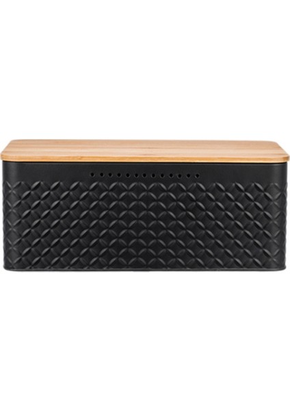 Ekmek Kutusu, Karbon Kaplamalı Yenilikçi Ekmek Kutuları, Entegre Havalandırma Delikli, Bambu Kapaklı Siyah (Yurt Dışından)