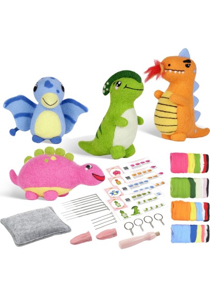 Yeni Başlayanlar Için Bebek Dinozor Iğne Keçe Kitleri, Iğne Keçe Seti, Keçe Iğneleri, Köpük Ped, Keçe Kumaş, Talimat (Yurt Dışından)
