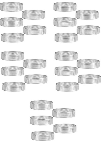 10 Adet Dairesel Tart Yüzük Tatlı Paslanmaz Çelik Delikli Meyve Pasta Kiş Kek Mus Kalıp Mutfak Pişirme Kalıp (Yurt Dışından)