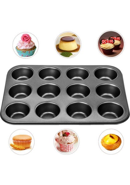 2x Ağır Karbon Çelik Cupcake Pişirme Tepsisi, 12 Mini Cup Cupcake Şekilli Kek Tavası, Yapışmaz Cupcake Pişirme Tepsisi (Yurt Dışından) fiyatları