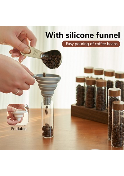 Kahve Çekirdekleri Saklama Kabı Kahve Çay Test Tüpü Cam Şişe Ceviz Vitrin Rafı Espresso Kahve Aksesuarları B (Yurt Dışından) modelleri