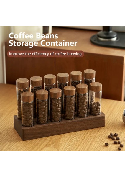 Kahve Çekirdekleri Saklama Kabı Kahve Çay Test Tüpü Cam Şişe Ceviz Vitrin Rafı Espresso Kahve Aksesuarları B (Yurt Dışından) fırsatları