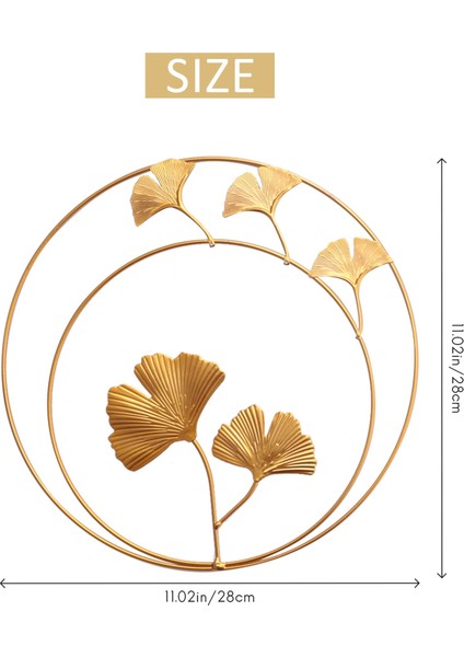 Demir Duvar Dekoru, Altın Ginkgo, Akçaağaç, Monstera Yaprağı Duvar Dekoru Yuvarlak Duvar Süsleri, Yatak Odası Asılı Otel Duvar Dekoru (Yurt Dışından)
