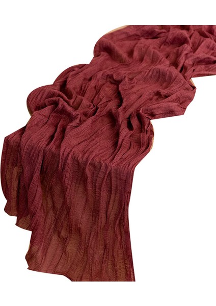 Tülbent Masa Koşucu Boho Gazlı Bez Peynir Bezi Masa Koşucu Rustik Sırf Koşucu Uzun Düğün Bordo 4 Adet (Yurt Dışından)