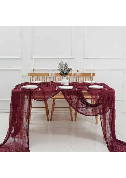Tülbent Masa Koşucu Boho Gazlı Bez Peynir Bezi Masa Koşucu Rustik Sırf Koşucu Uzun Düğün Bordo 4 Adet (Yurt Dışından) modelleri