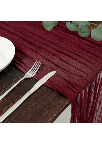 Tülbent Masa Koşucu Boho Gazlı Bez Peynir Bezi Masa Koşucu Rustik Sırf Koşucu Uzun Düğün Bordo 4 Adet (Yurt Dışından) indirimleri
