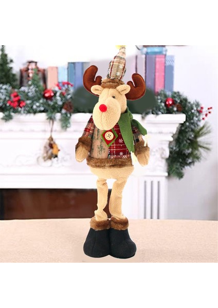Ayakta Noel Ren Geyiği, Geri Çekilebilir Bacaklar ile Ren Geyiği Dolması Peluş Noel Süslemeleri Süsler Tatil Dekor (Yurt Dışından) modelleri