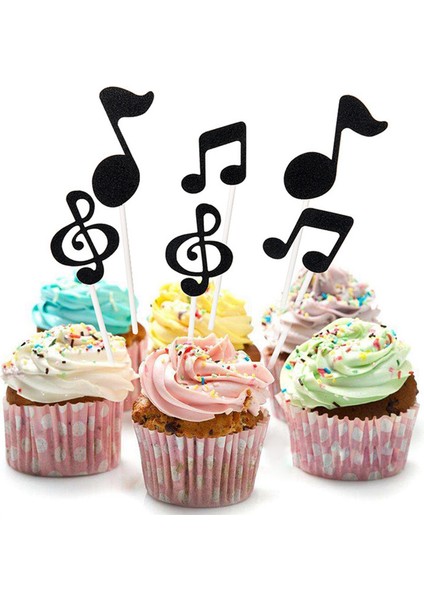 60 Adet Müzik Notaları Temalı Kek Topper Kağıt Kek Ekler Kart Düğün Pastası Topper Dekorasyon (Yurt Dışından) modelleri