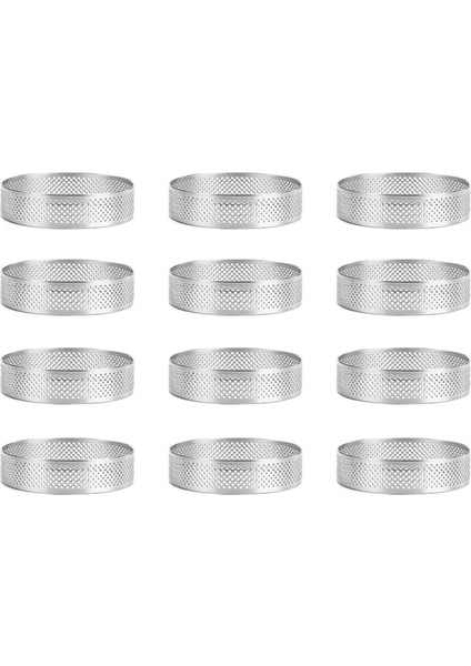 36 Paket Paslanmaz Çelik Tart Halkaları, Delikli Kek Mus Halkası, Kek Halkası Kalıbı, Yuvarlak Kek Pişirme Araçları 6 cm (Yurt Dışından)