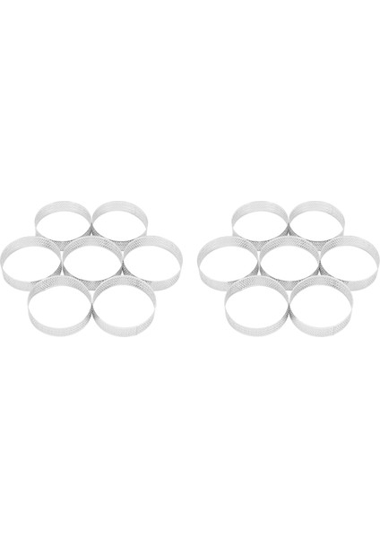 10 Adet Dairesel Gözenekli Tart Halkası Alt Kule Pasta Kek Kalıbı Pişirme Araçları Isıya Dayanıklı Delikli Mus Halkası, 8 cm (Yurt Dışından)
