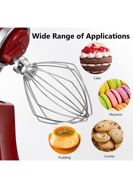 Kitchenaid Stand Mikser Için Tel Kırbaç 5qt Kaldırma ve 6qt, Çırpma Aparatı, Paslanmaz Çelik Yumurta Krema Karıştırıcı (Yurt Dışından)