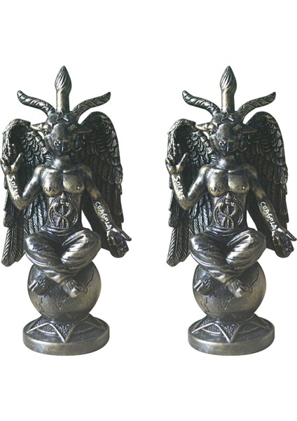 2x Şeytani Idol Baphomet Heykel Zen Meditasyon Sihirli Kanat Keçi Heykeli Reçine El Sanatları Dini Süsler Ev A (Yurt Dışından)