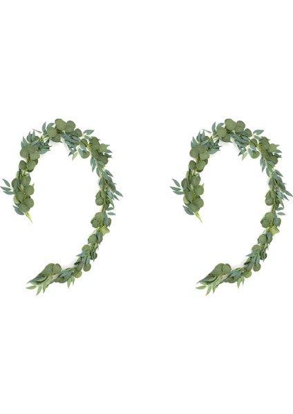 2 Adet Yapay Rattan Yuvarlak Yaprak Söğüt Yaprağı Okaliptüs Rattan Okaliptüs Yaprağı Rattan Sarmaşık Düğün Parti Dekor Rattan C (Yurt Dışından)