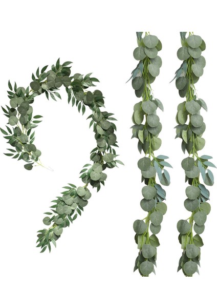 2 Adet Yapay Rattan Yuvarlak Yaprak Söğüt Yaprağı Okaliptüs Rattan Okaliptüs Yaprağı Rattan Sarmaşık Düğün Parti Dekor Rattan C (Yurt Dışından)