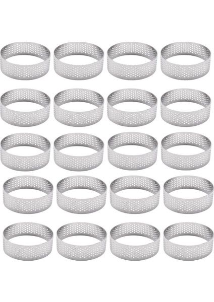 20 Paket Paslanmaz Çelik Tart Halkası, Isıya Dayanıklı Delikli Kek Mus Halkası, Yuvarlak Halka Pişirme Çörek Araçları, 5.9cm (Yurt Dışından)