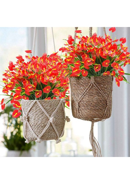 20 Demet Yapay Sahte Çiçekler Sahte Antoryum Bitkiler Plastik Çalılar Çalılar Yeşillik Kapalı Dışında Asılı Ekici (Yurt Dışından) modelleri