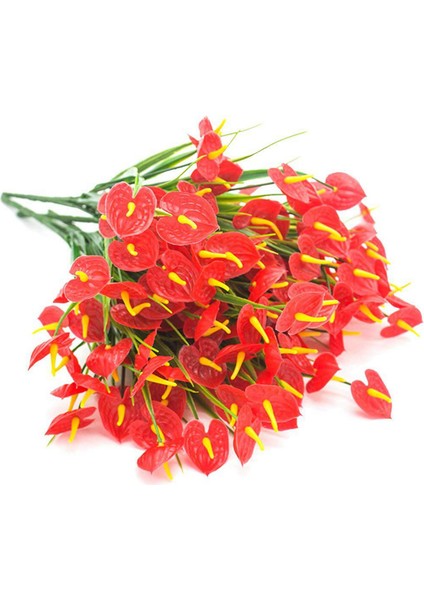 20 Demet Yapay Sahte Çiçekler Sahte Antoryum Bitkiler Plastik Çalılar Çalılar Yeşillik Kapalı Dışında Asılı Ekici (Yurt Dışından) indirimleri