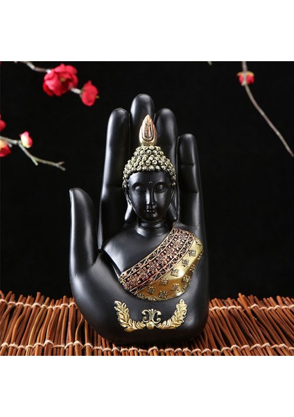2x Tay Buda Palmiye Heykeli Heykelcik, Zen Buda Heykel-Kapalı/açık Dekor Bahçe, Veranda, Sundurma Yard Dekor (Yurt Dışından)