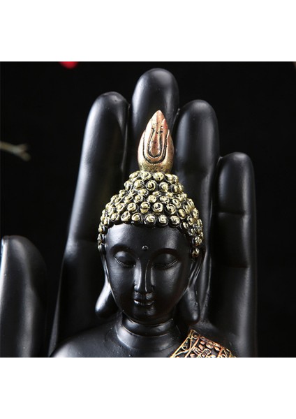 2x Tay Buda Palmiye Heykeli Heykelcik, Zen Buda Heykel-Kapalı/açık Dekor Bahçe, Veranda, Sundurma Yard Dekor (Yurt Dışından)
