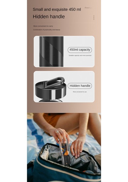 Shake ve Smoothie'ler Için Taşınabilir Blender Meyve Sıkacağı Blender Seyahat, Spor Salonu, Ofis Için Kişisel Blender Mini Meyve Sıkacağı Bardağı (Yurt Dışından)